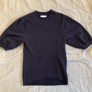 Kaffe | women's xsmall black Ribbed Women's Sweater with puff sleeves